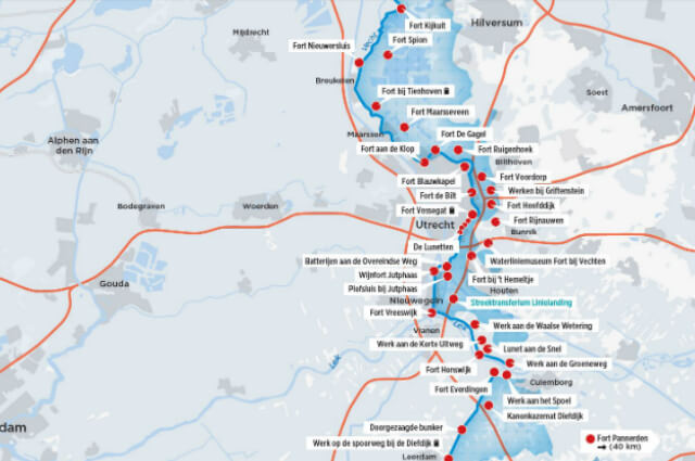 Plattegrond nieuwe hollandse waterlinie
